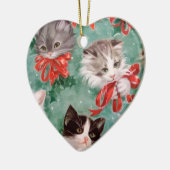 ヴィンテージのクリスマス猫 セラミックオーナメント (左)