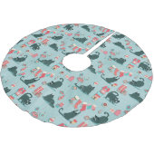 ヴィンテージのクリスマス猫 ブラッシュドポリエステルツリースカート (アングル)