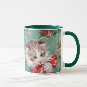 ヴィンテージのクリスマス猫 マグカップ