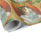ヴィンテージのクリスマス猫 ラッピングペーパー (ロールコーナー)