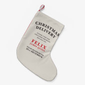 ヴィンテージのクリスマス配達 スモールクリスマスストッキング (正面 (吊り時))