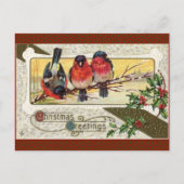 ヴィンテージのクリスマス鐘およびヒイラギの郵便はがきの挨拶 シーズンポストカード (正面)