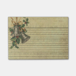 ヴィンテージのクリスマス鐘及び楽譜のメモ帳 ポストイット