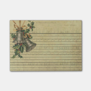 ヴィンテージのクリスマス鐘及び楽譜のメモ帳 ポストイット