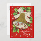 ヴィンテージのクリスマス鐘 シーズンポストカード (正面/裏面)