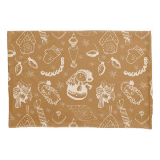 ヴィンテージのクリスマス雪だるま手描き 枕カバー