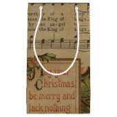 ヴィンテージのクリスマス音楽シートの休日 スモールペーパーバッグ (正面)