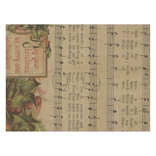 ヴィンテージのクリスマス音楽シートの休日 テーブルクロス (正面(横))