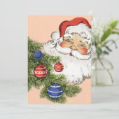 ヴィンテージのクリスマス サンタクロースとツリーのオーナメント シーズンカード (スタンド正面)