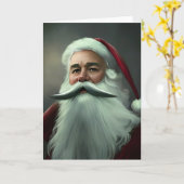 ヴィンテージのクリスマス サンタクロース 灰色 白ひげ カード (黄色い花)