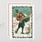 ヴィンテージのクリスマス シーズンカード (正面/裏面)