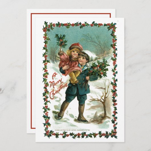 ヴィンテージのクリスマス シーズンカード (正面/裏面)