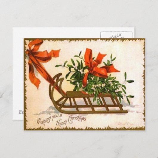 ヴィンテージのクリスマス シーズンポストカード (正面/裏面)
