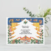 ヴィンテージのクリスマス シーンとサンタクロース 招待状 (スタンド正面)