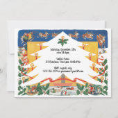 ヴィンテージのクリスマス シーン サンタクロース 招待状 (裏面)