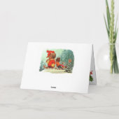 ヴィンテージのクリスマス、スキーに学んでいる動物 シーズンカード (裏面)