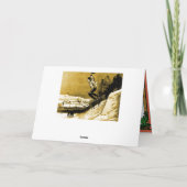 ヴィンテージのクリスマス、スキー競争の勝者、金ゴールド シーズンカード (裏面)