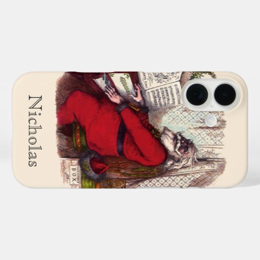 ヴィンテージのクリスマス、トーマス・ナストのサンタクロースのピアノ Case-Mate iPhoneケース (裏面 (横))