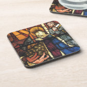 ヴィンテージのクリスマス・ナティビティ・シーンをステンドグラスで表現 コースター (左側)