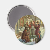 ヴィンテージのクリスマス、ビクトリアンなミュージシャンの演劇音楽 マグネット (正面/裏面)