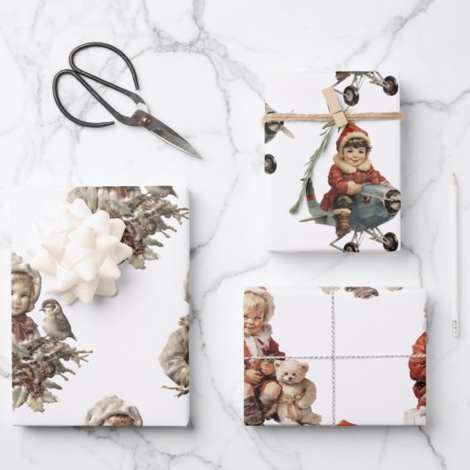 ヴィンテージのクリスマス ラッピングペーパーシート (正面)