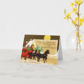 ヴィンテージのクリスマス　人々が馬車に乗っている カード (黄色い花)