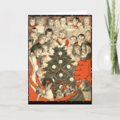 ヴィンテージのクリスマス、子供とサンタ シーズンカード (正面)