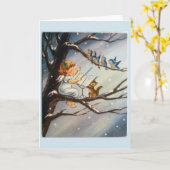 ヴィンテージのクリスマス-少し天使及び彼女のミュージシャン、 カード (黄色い花)