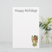 ヴィンテージのクリスマス、旧式でビクトリアンな天使 便箋 (スタンド正面)