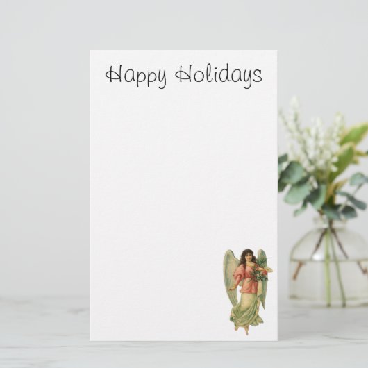 ヴィンテージのクリスマス、旧式でビクトリアンな天使 便箋 (スタンド正面)