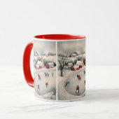 ヴィンテージのクリスマス、池のビクトリアンなアイススケーター マグカップ (正面左)