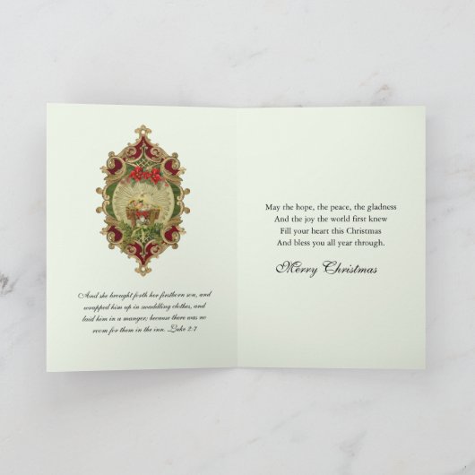 ヴィンテージのクリスマス 生まれたてのイエス シーズンカード (内部)