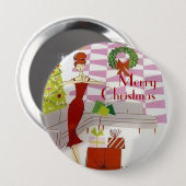 ヴィンテージのクリスマス 缶バッジ (正面&裏面)