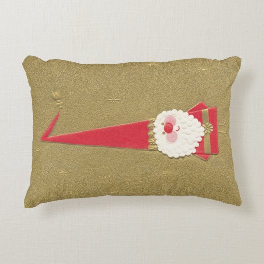 ヴィンテージのクリスマス、金ゴールドのサンタクロースのかわいい格言 アクセントクッション (正面)