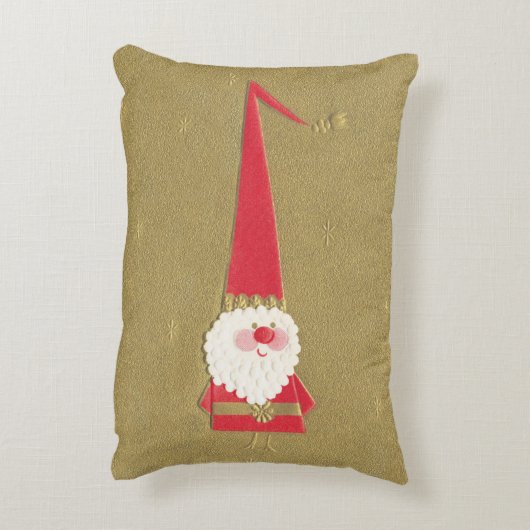 ヴィンテージのクリスマス、金ゴールドのサンタクロースのかわいい格言 アクセントクッション (裏面(縦))