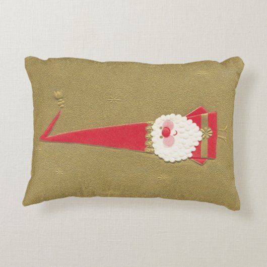 ヴィンテージのクリスマス、金ゴールドのサンタクロースのかわいい格言 アクセントクッション (裏面)