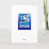 ヴィンテージのクリスマス、雪を通した列車 シーズンカード (裏面)