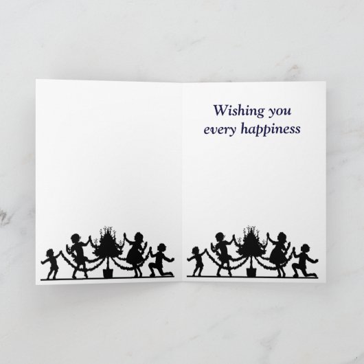 ヴィンテージのクリスマス、雪を通した列車 シーズンカード (内部)