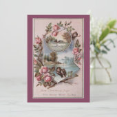 ヴィンテージのクリスマス 鳥 風景 花  シーズンカード (スタンド正面)