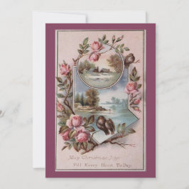 ヴィンテージのクリスマス 鳥 風景 花  シーズンカード