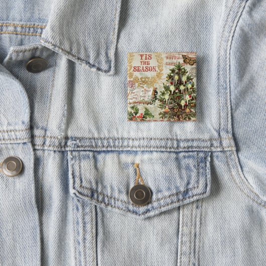 ヴィンテージのクリスマスTis季節 缶バッジ (インサイチュ)