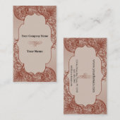ヴィンテージのクリームおよびシナモンの線条細工スクロール 名刺 (正面/裏面)