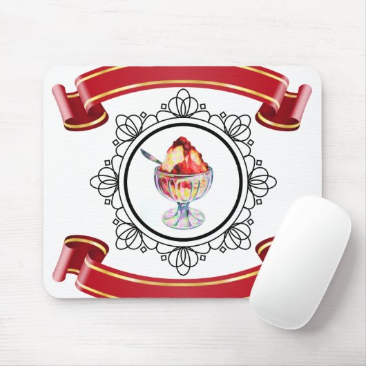 ヴィンテージのグラスに入ったアイスクリームのサンデー マウスパッド (マウス)