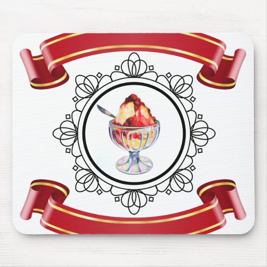 ヴィンテージのグラスに入ったアイスクリームのサンデー マウスパッド (正面)