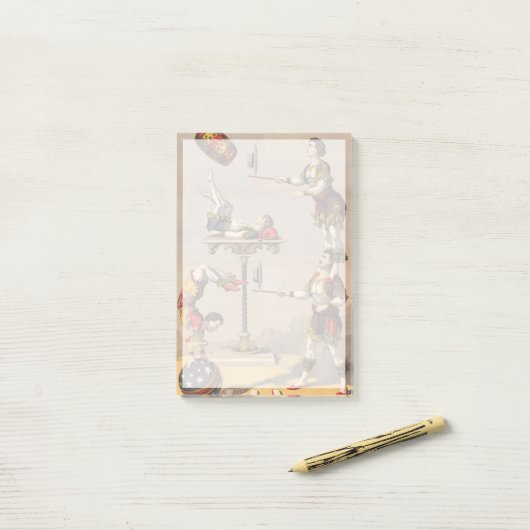 ヴィンテージのグラフィックプリントアクロバティック行為。 ポストイット (デスク上)