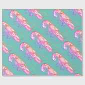 ヴィンテージのグラフィックロブスターティール（緑がかった色） ラッピングペーパー (フラット)