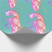 ヴィンテージのグラフィックロブスターティール（緑がかった色） ラッピングペーパー (角)