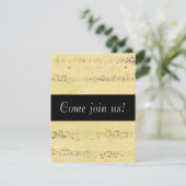 ヴィンテージのグランジで旧式な音符の招待状 招待状 (スタンド正面)