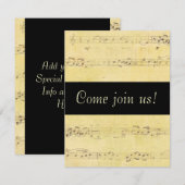 ヴィンテージのグランジで旧式な音符の招待状 招待状 (正面/裏面)