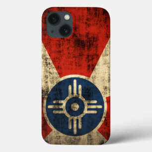 ヴィンテージのグランジなウィチタカンザスの旗 iPhone 13ケース